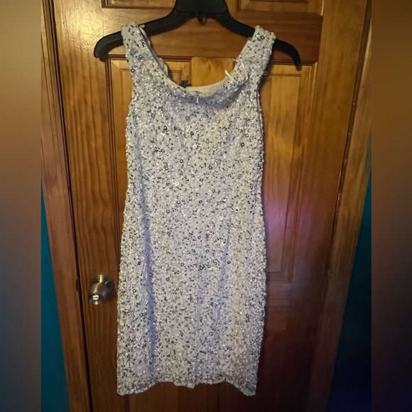 Adriana Papell ivory/silver sequin & beaded dress! - Picture 4 of 5